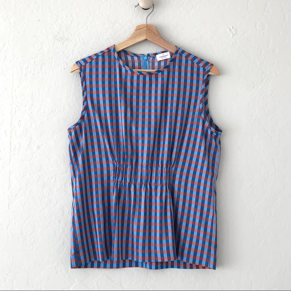 ARGENT Gathered Front Check Tank Top